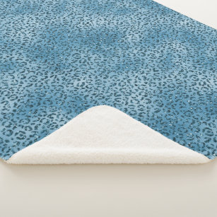 Turquoise Blue Leopard Print Glitter         Sherpa Blanket