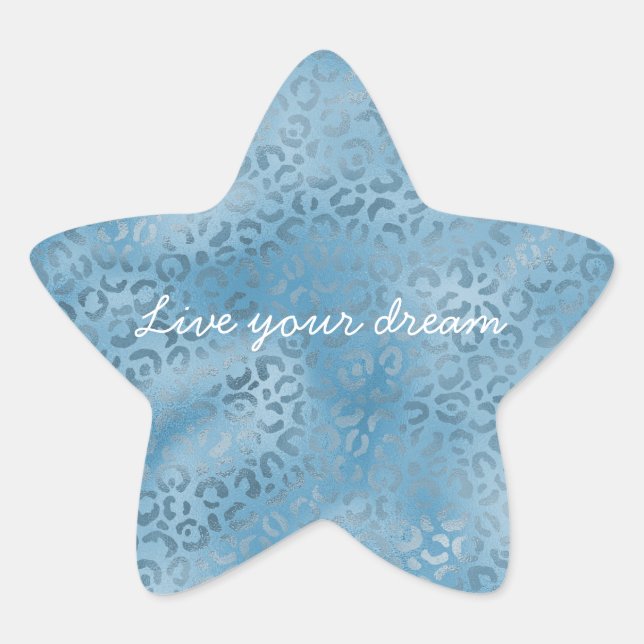 Turquoise Blue Leopard Print      Star Sticker (Front)
