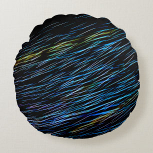 Turquoise Blue Light Painting 1 Round Cushion