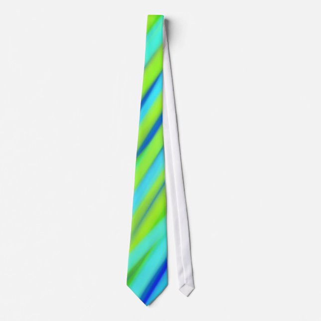 Turquoise Blue Lime Abstract Stripes Tie (Front)