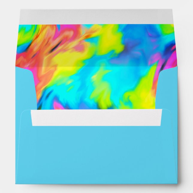 Turquoise Blue Lime Pink Tie Dye Envelope (Back (Bottom))