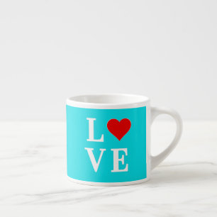Turquoise Blue LOVE Modern Stylish Espresso Cup