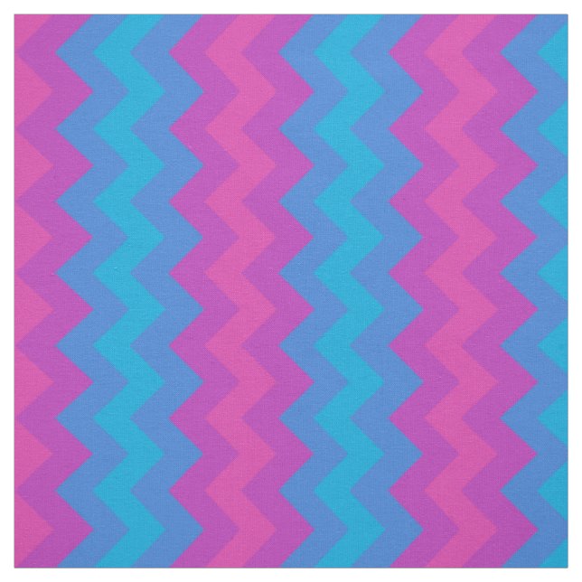 Turquoise, Blue, Magenta, Purple Chevron Pattern Fabric (Swatch)