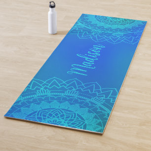 Turquoise Blue Mandala Name Meditation Yoga Mat