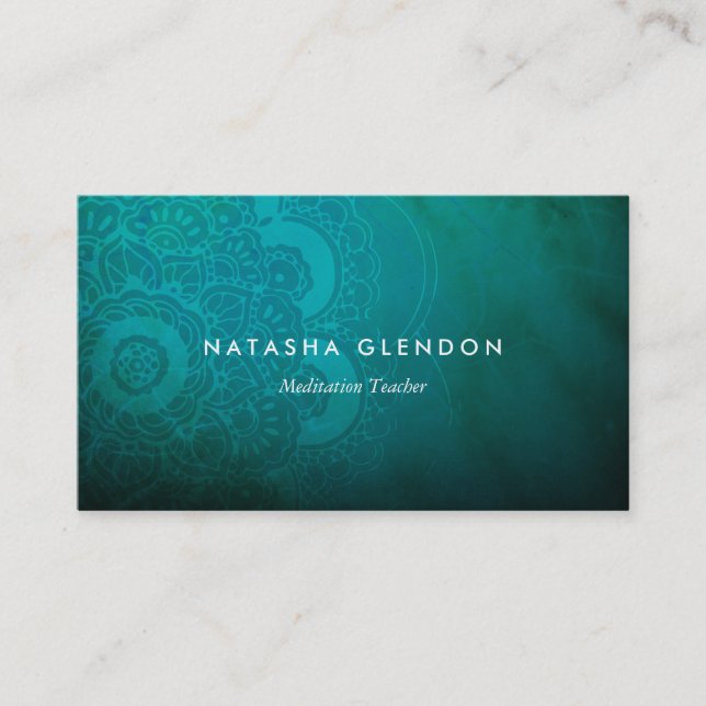 Turquoise Blue Mandala Zen Business Card (Front)
