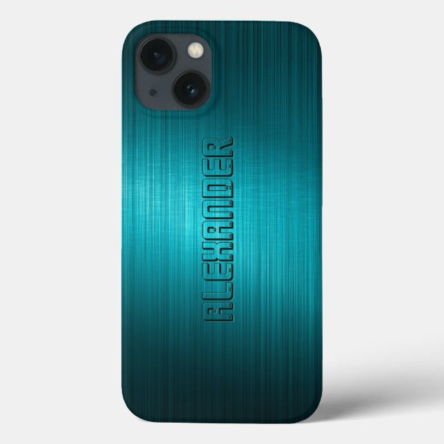 Turquoise-Blue Metal Look Pattern-Monogram 2 Case-Mate iPhone Case (Back)