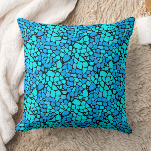 Turquoise blue mosaic tile abstract pattern cushion