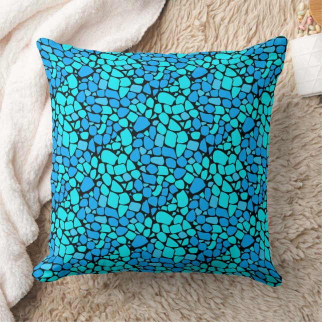 Turquoise blue mosaic tile abstract pattern cushion (Blanket)