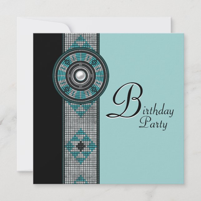 Turquoise Blue Native American Birthday Party Invitation (Front)