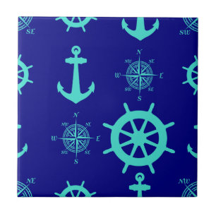 Turquoise Blue Nautical Coastal Boating Ceramic Tile