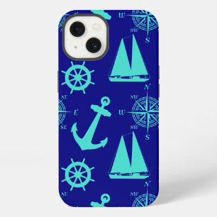 Turquoise Blue Nautical Coastal Boating iPhone 13 Case