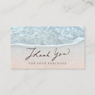 Turquoise Blue Ocean Beach Thank You Business Card