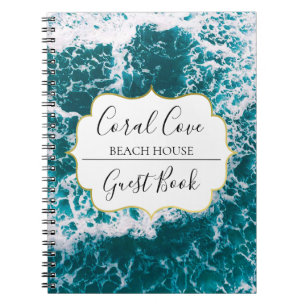 Turquoise Blue Ocean Beach Vacation Rental Guest  Notebook