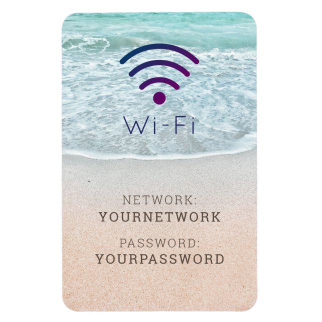 Turquoise Blue Ocean Beach Wi-Fi Sign Magnet (Vertical)