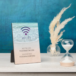 Turquoise Blue Ocean Beach Wi-Fi Sign Plaque