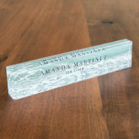 Turquoise Blue Ocean Desk Name Plate