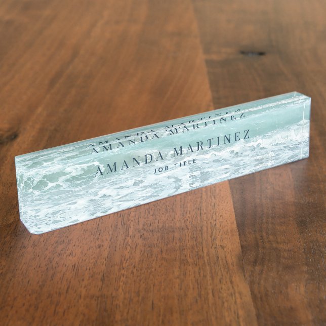 Turquoise Blue Ocean Desk Name Plate (Side)