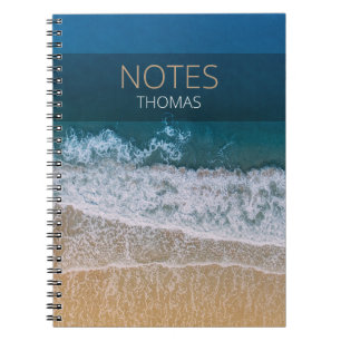 Turquoise Blue Ocean Sandy Beach Typography Notebook