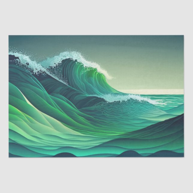 Turquoise Blue Ocean Waves Tissue Paper (Front)