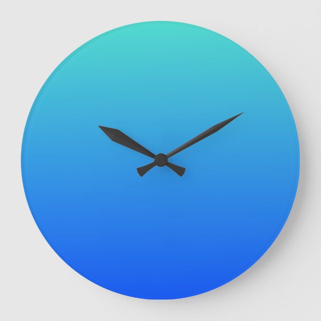 Turquoise Blue Ombre Large Clock (Front)