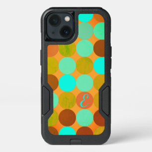 Turquoise Blue & Orange Circles Monogram