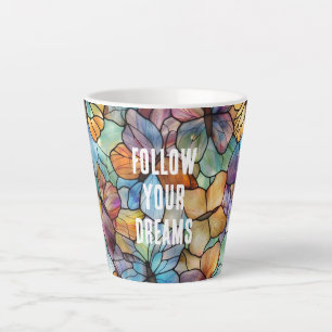 Turquoise Blue Orange Purple Butterflies Latte Mug