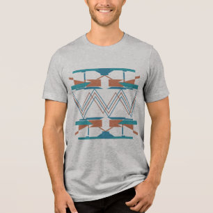 Turquoise Blue Orange Zig-zag Southwest Look Tri-Blend Shirt