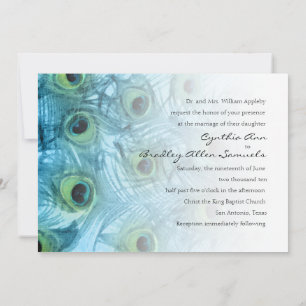Turquoise Blue Peacock Wedding Invitation