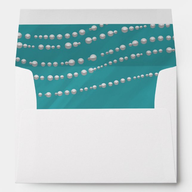 Turquoise Blue & Pearls Elegant Invitation Envelopes (Back (Bottom))