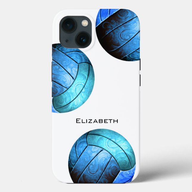 turquoise blue personalised women's volleyball Case-Mate iPhone case (Back)