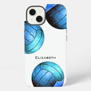turquoise blue personalised women's volleyball iPhone case