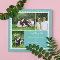 Turquoise Blue Photo Frame Collage Save the Date