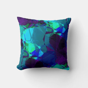 Turquoise Blue & Purple Elegant Abstract Pattern Cushion