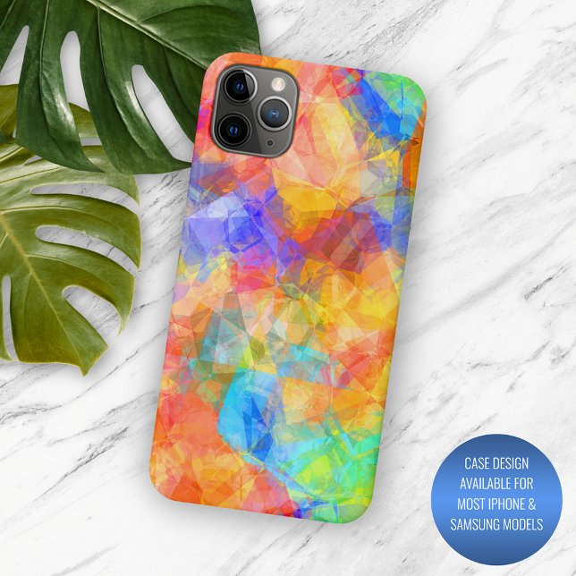Turquoise Blue Purple Pink Orange Polygon Art Case-Mate iPhone Case (Creator Uploaded)