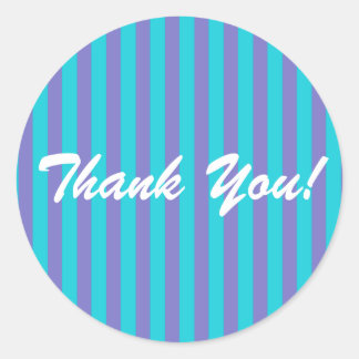 Turquoise Blue/Purple Stripe Classic Round Sticker