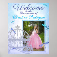 Turquoise & Blue Quinceañera Welcome Sign