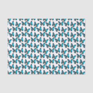Turquoise Blue Rainforest Butteflies Pattern Tissue Paper
