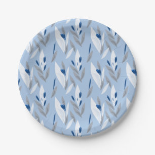 Turquoise blue red retro flower pattern paper plate