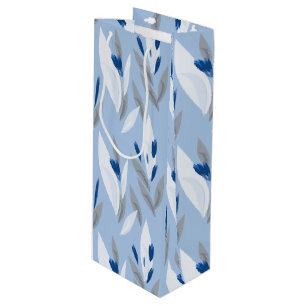 Turquoise blue red retro flower pattern wine gift bag