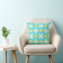 Turquoise Blue Retro Floral Pattern