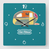Turquoise Blue Retro Vintage Caravan Design