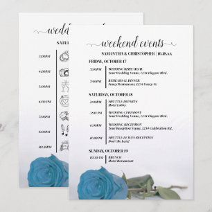 Turquoise Blue Rose Wedding Events & Timeline Program