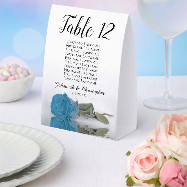 Turquoise Blue Rose Wedding Number Seating Chart (Insitu(Wedding))