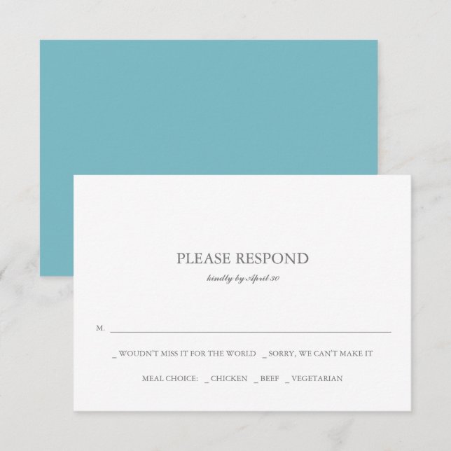 Turquoise Blue RSVP Cards (Front/Back)