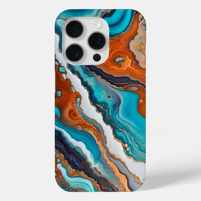 Turquoise blue, rust and gold paint abstract Case-Mate iPhone case (Back)