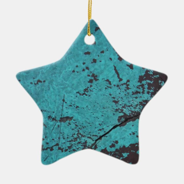 Turquoise Blue Rusted Ceramic Tree Decoration (Front)