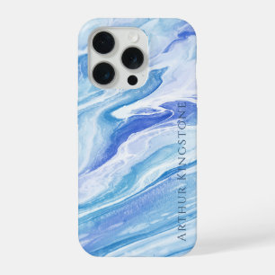 Turquoise Blue Seascape Marble Customisable iPhone 15 Pro Case