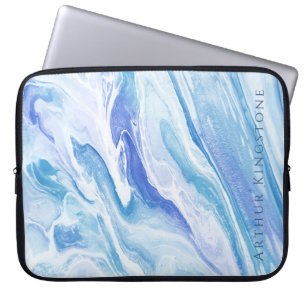 Turquoise Blue Seascape Marble Customisable Laptop Sleeve