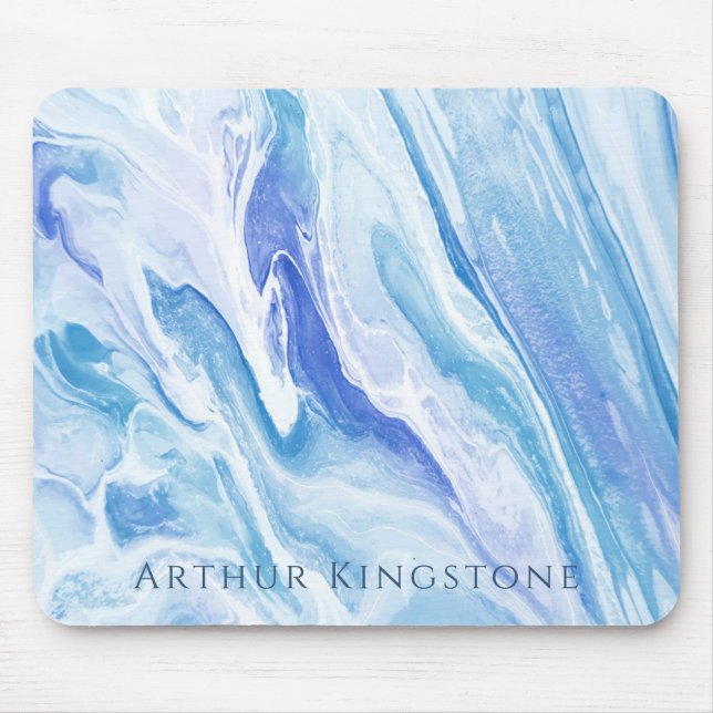 Turquoise Blue Seascape Marble Customisable Mouse Pad (Front)
