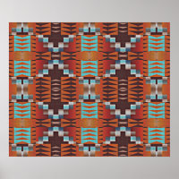 Turquoise Blue Sienna Orange Red BrownTribal Art